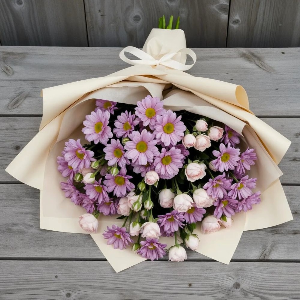 Букет цветов из: Розы и Хризантемы в Новотитаровской