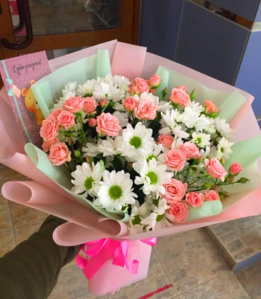 Букет цветов из: Розы и Хризантемы в Новотитаровской