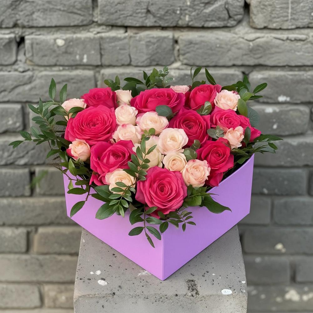 Цветочная композиция из Розы в коробке в Новотитаровской