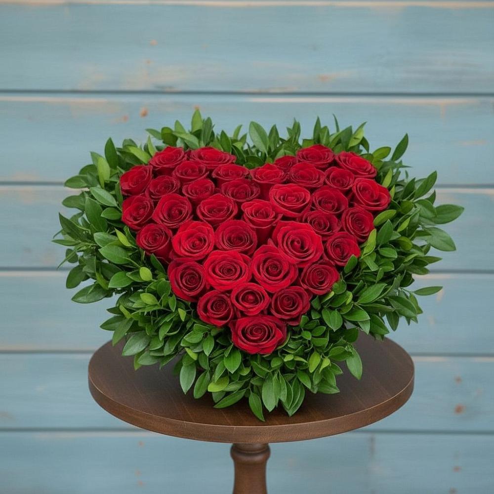 Цветочная композиция из Розы в виде сердца в Новотитаровской