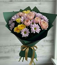 Букет цветов из:  Хризантемы и Розы #REPLACE_PRED# Новотитаровской