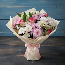 Букет цветов из:  Хризантемы, Альстромерии и Розы в Новотитаровской