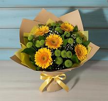 Букет цветов из:  Герберы и Хризантемы в Новотитаровской