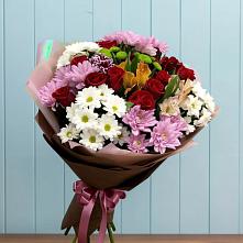Букет цветов из:  Розы, Хризантемы и Альстромерии #REPLACE_PRED# Новотитаровской