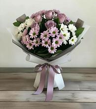 Букет цветов из:  Хризантемы и Розы в Новотитаровской