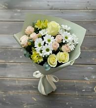 Букет цветов из:  Альстромерии, Розы и Хризантемы #REPLACE_PRED# Новотитаровской