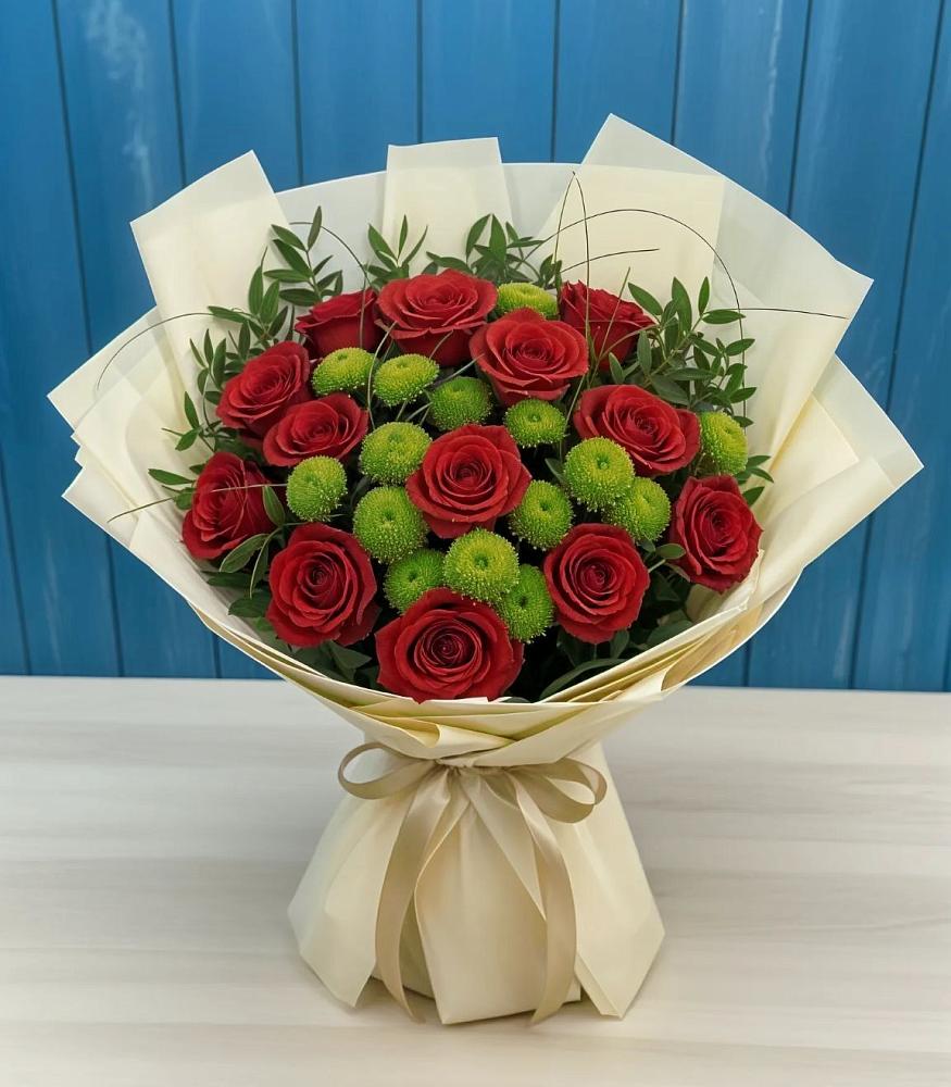 Букет цветов из: Розы и Хризантемы в Новотитаровской